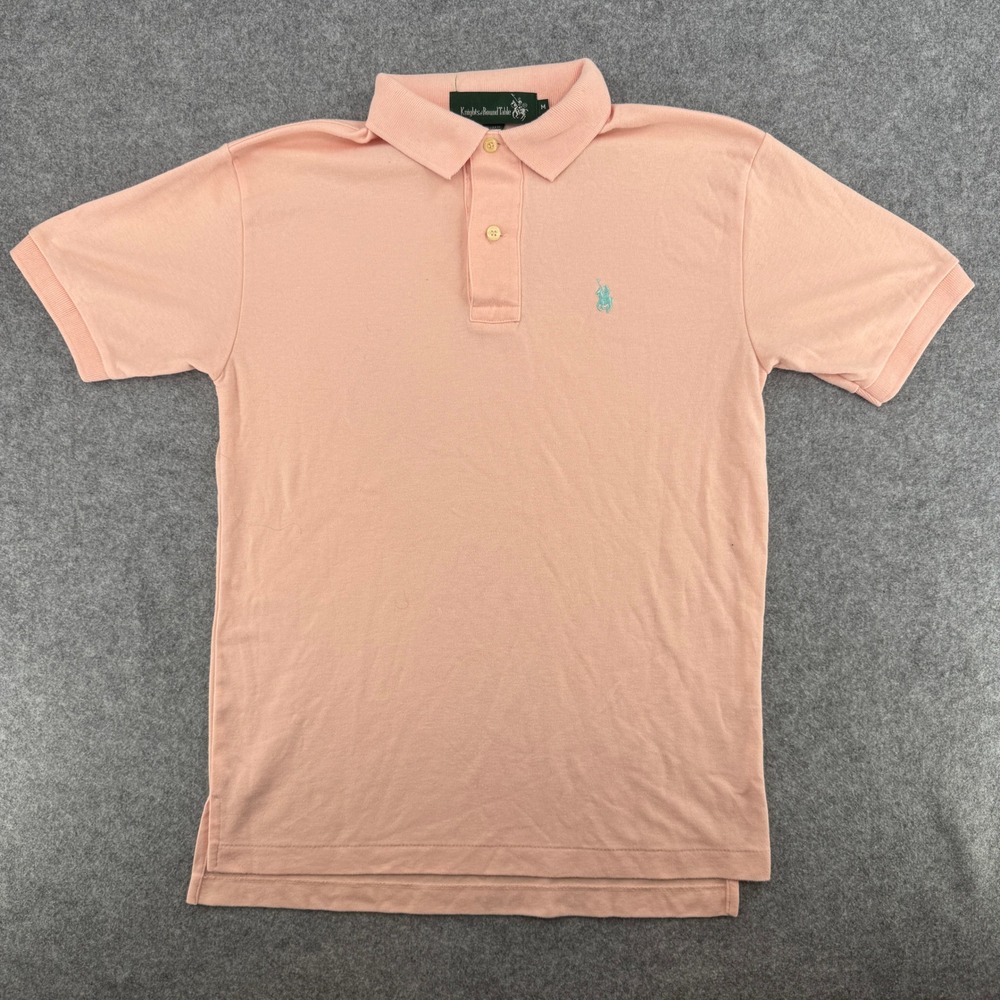VTG Knights of the Round Table Polo Shirt Mens Medium Peach Single Stitch EUC